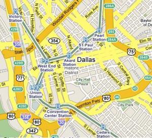 Google Transit Map of Dallas